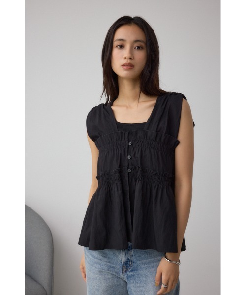 AZUL by moussy(アズールバイマウジー)の「素材アソートシャーリングベスト(ベスト・レディース・ブラック/マルチ/マジェンタ・FREE)」の5枚目の写真