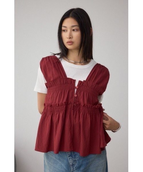 AZUL by moussy(アズールバイマウジー)の「素材アソートシャーリングベスト(ベスト・レディース・ブラック/マルチ/マジェンタ・FREE)」の15枚目の写真