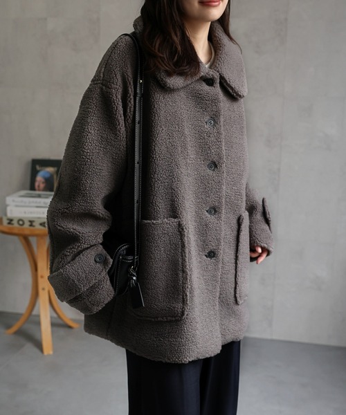 ap retro(アプレトロ)の「プードルボアミドル丈コート《動画あり》(その他アウター・レディース・ブラック/モカ/アイボリー/チャコール・FREE)」の3枚目の写真