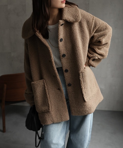 ap retro(アプレトロ)の「プードルボアミドル丈コート《動画あり》(その他アウター・レディース・ブラック/モカ/アイボリー/チャコール・FREE)」の4枚目の写真