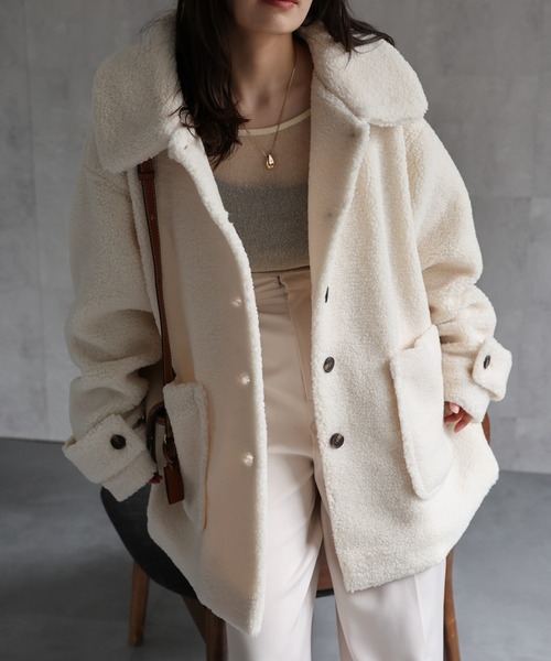 ap retro(アプレトロ)の「プードルボアミドル丈コート《動画あり》(その他アウター・レディース・ブラック/モカ/アイボリー/チャコール・FREE)」の20枚目の写真