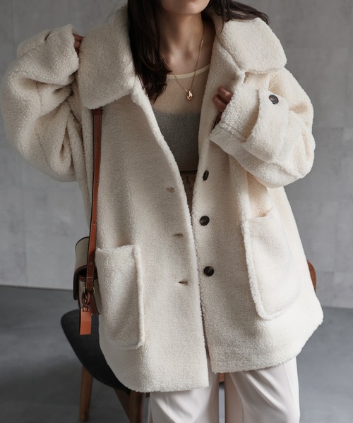 ap retro(アプレトロ)の「プードルボアミドル丈コート《動画あり》(その他アウター・レディース・ブラック/モカ/アイボリー/チャコール・FREE)」の21枚目の写真