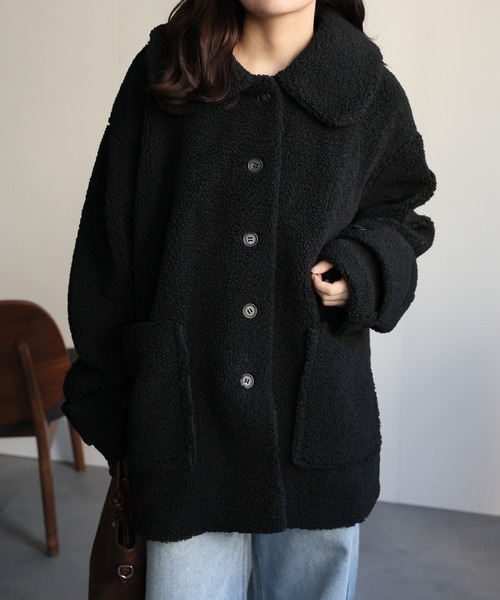 ap retro(アプレトロ)の「プードルボアミドル丈コート《動画あり》(その他アウター・レディース・ブラック/モカ/アイボリー/チャコール・FREE)」の8枚目の写真