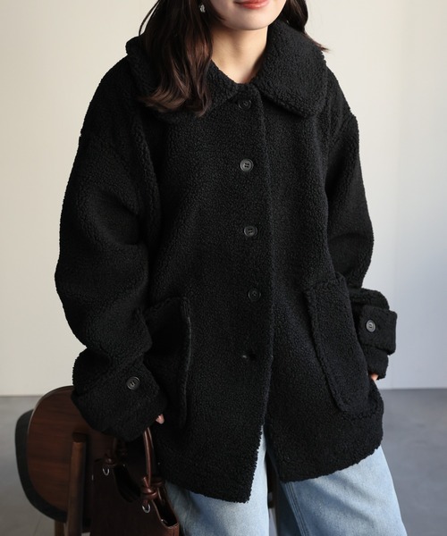 ap retro(アプレトロ)の「プードルボアミドル丈コート《動画あり》(その他アウター・レディース・ブラック/モカ/アイボリー/チャコール・FREE)」の9枚目の写真