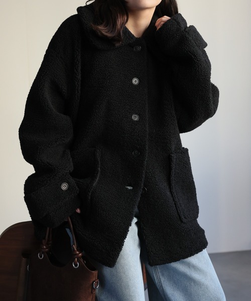 ap retro(アプレトロ)の「プードルボアミドル丈コート《動画あり》(その他アウター・レディース・ブラック/モカ/アイボリー/チャコール・FREE)」の12枚目の写真