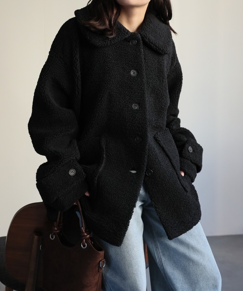 ap retro(アプレトロ)の「プードルボアミドル丈コート《動画あり》(その他アウター・レディース・ブラック/モカ/アイボリー/チャコール・FREE)」の10枚目の写真