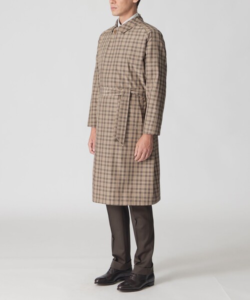 Paul Stuart（ポールスチュアート）の「【数量限定】「COLLECTION LINE」チェック柄　ベルテッドバルマカーンコート（トレンチコート・メンズ・ブラウン系その他3・46/48）」の4枚目の写真