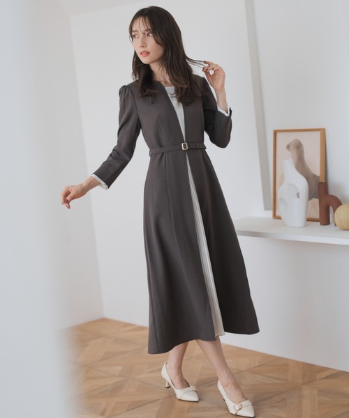 2025秋冬新作 フロントプリーツワンピース