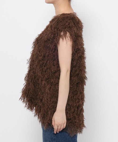 mysty woman（ミスティウーマン）の「シャギーベスト 577040（ベスト・レディース・オフホワイト/ブラウン・FREE）」の8枚目の写真