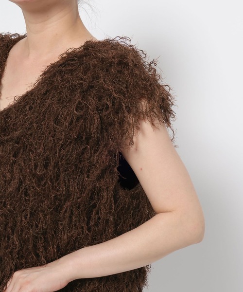 mysty woman（ミスティウーマン）の「シャギーベスト 577040（ベスト・レディース・オフホワイト/ブラウン・FREE）」の11枚目の写真