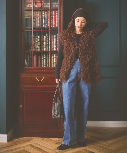 mysty woman（ミスティウーマン）の「シャギーベスト 577040（ベスト・レディース・オフホワイト/ブラウン・FREE）」の20枚目の写真