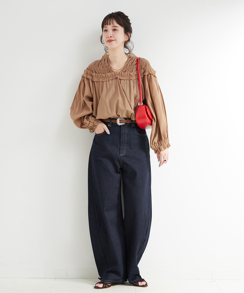 B.C STOCK(ベーセーストック)の「《追加5》ウォッシャブル / DU JOUR/デュ ジュール BARREL BAGGY JEAN(デニムパンツ・レディース・ネイビー/ブルー・38/36)」の3枚目の写真