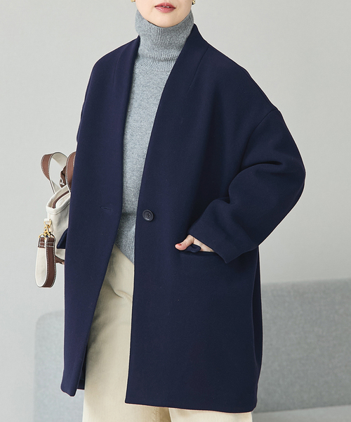 セール】《追加》SUPER140S/GIOLICA コクーンコート（ノーカラーコート