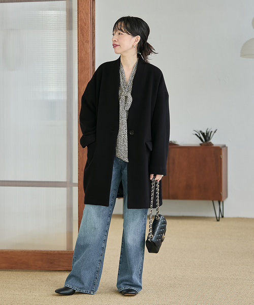 セール】《追加》SUPER140S/GIOLICA コクーンコート（ノーカラーコート