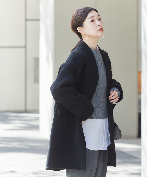 セール】《追加》SUPER140S/GIOLICA コクーンコート（ノーカラーコート