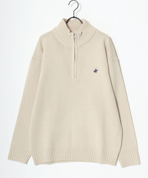 BEVERLY HILLS POLO CLUB(ビバリーヒルズポロクラブ)の「BEVERLY HILLS POLO CLUB/ビバリーヒルズポロクラブ オーバーサイズ ニット ロゴ ワンポイント刺繍 ハーフジップ セーター/レディース メンズ(ニット/セーター・レディース・ブラウン/ブルー系その他/ブルーグリーン/ブラック/アイボリー/ブラック系その他・LL/L/M)」の13枚目の写真