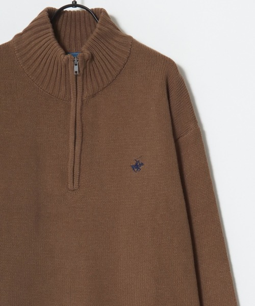 BEVERLY HILLS POLO CLUB(ビバリーヒルズポロクラブ)の「BEVERLY HILLS POLO CLUB/ビバリーヒルズポロクラブ オーバーサイズ ニット ロゴ ワンポイント刺繍 ハーフジップ セーター/レディース メンズ(ニット/セーター・レディース・ブラウン/ブルー系その他/ブルーグリーン/ブラック/アイボリー/ブラック系その他・LL/L/M)」の10枚目の写真