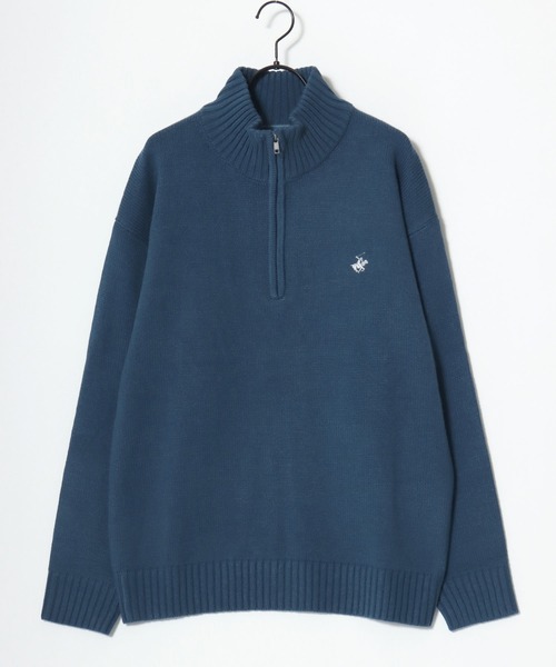 BEVERLY HILLS POLO CLUB(ビバリーヒルズポロクラブ)の「BEVERLY HILLS POLO CLUB/ビバリーヒルズポロクラブ オーバーサイズ ニット ロゴ ワンポイント刺繍 ハーフジップ セーター/レディース メンズ(ニット/セーター・レディース・ブラウン/ブルー系その他/ブルーグリーン/ブラック/アイボリー/ブラック系その他・LL/L/M)」の18枚目の写真