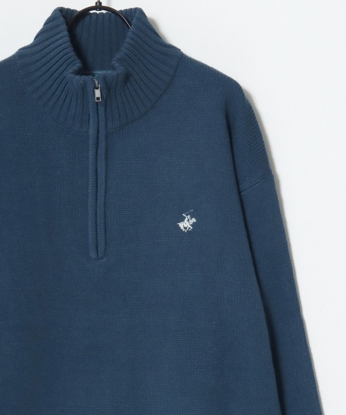 BEVERLY HILLS POLO CLUB(ビバリーヒルズポロクラブ)の「BEVERLY HILLS POLO CLUB/ビバリーヒルズポロクラブ オーバーサイズ ニット ロゴ ワンポイント刺繍 ハーフジップ セーター/レディース メンズ(ニット/セーター・レディース・ブラウン/ブルー系その他/ブルーグリーン/ブラック/アイボリー/ブラック系その他・LL/L/M)」の12枚目の写真