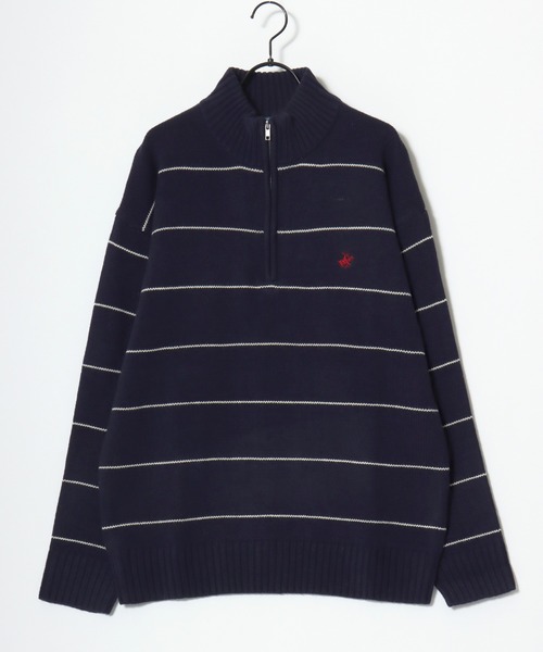 BEVERLY HILLS POLO CLUB(ビバリーヒルズポロクラブ)の「BEVERLY HILLS POLO CLUB/ビバリーヒルズポロクラブ オーバーサイズ ニット ロゴ ワンポイント刺繍 ハーフジップ セーター/レディース メンズ(ニット/セーター・レディース・ブラウン/ブルー系その他/ブルーグリーン/ブラック/アイボリー/ブラック系その他・LL/L/M)」の17枚目の写真