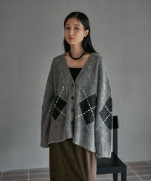 LEPSIM | 7ゲージモヘヤ混アーガイルカーディガン 591318(カーディガン/ボレロ)