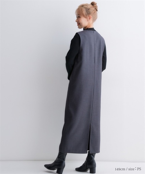 Petitjo(プッチージョ)の「小さいサイズ キーネックジャンパースカート 低身長さん・小柄女性(ワンピース・レディース・ブラウン/チャコールグレー・PSS/PS/PM/PL)」の12枚目の写真