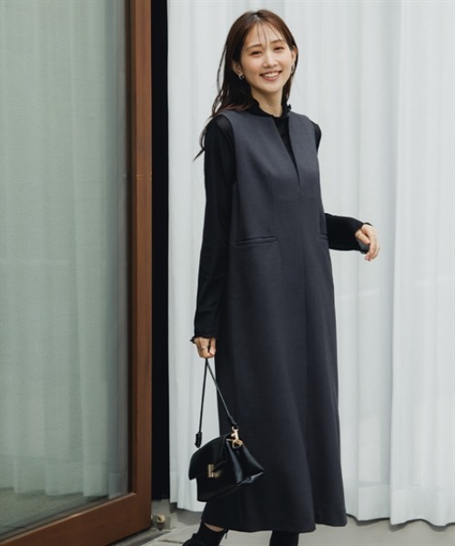 Petitjo(プッチージョ)の「小さいサイズ キーネックジャンパースカート 低身長さん・小柄女性(ワンピース・レディース・ブラウン/チャコールグレー・PSS/PS/PM/PL)」の14枚目の写真