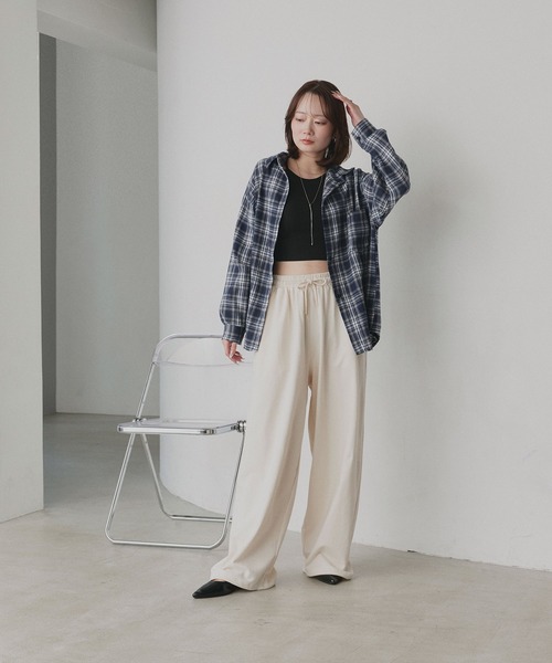 ad thie（アドティエ）の「スウェット イージー ワイドパンツ（スウェットパンツ・レディース・ブラック/杢グレー/オートミール/ブラウン/チャコール・LARGE/MEDIUM）」の6枚目の写真