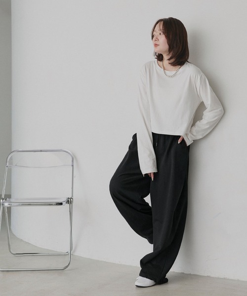 ad thie（アドティエ）の「スウェット イージー ワイドパンツ（スウェットパンツ・レディース・ブラック/杢グレー/オートミール/ブラウン/チャコール・LARGE/MEDIUM）」の13枚目の写真