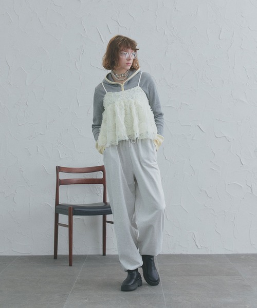 ad thie（アドティエ）の「スウェット イージー ワイドパンツ（スウェットパンツ・レディース・ブラック/杢グレー/オートミール/ブラウン/チャコール・LARGE/MEDIUM）」の6枚目の写真