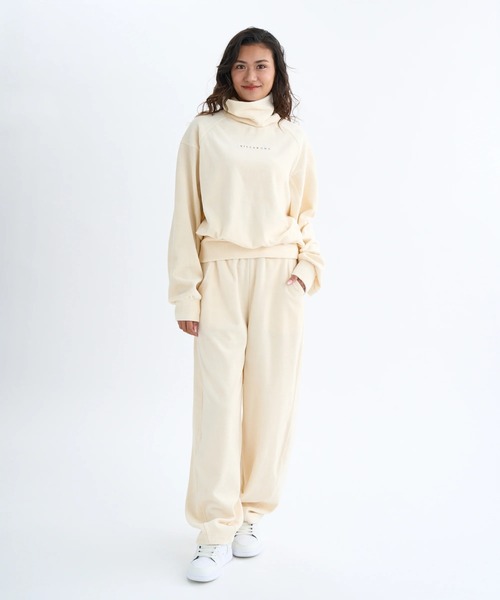 BILLABONG(ビラボン)の「BILLABONG レディース KNIT VELOURS × RIB ロングパンツ 【2025年秋冬モデル】/ビラボンセットアップ対応ウエストゴムボリュームシルエットベロアパンツ(その他パンツ・レディース・アイボリー/ブラック・MEDIUM/LARGE)」の8枚目の写真