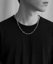 VIBGYOR（ヴィブジョー）の「【IZU】 バーベルワイヤーチェーンネックレス シルバー アジャスター付き パンクロック Y2K 韓国ストリート系 アクセサリー（ネックレス・メンズ）」