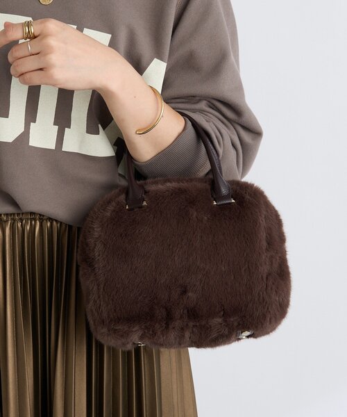 RIVE DROITE(リヴドロワ)の「【シーズンムード抜群】フェイクファーミニボストン(ボストンバッグ・レディース・ダークブラウン/グレイッシュベージュ・FREE)」の1枚目の写真