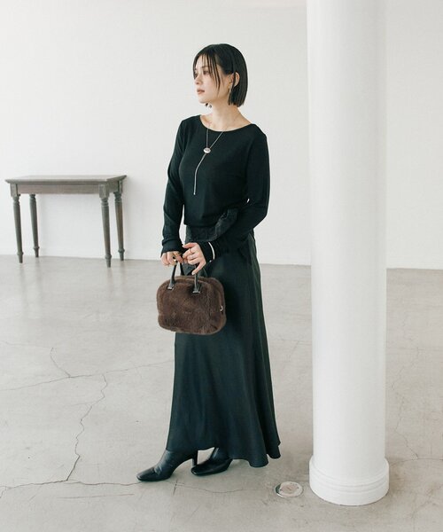 RIVE DROITE(リヴドロワ)の「【シーズンムード抜群】フェイクファーミニボストン(ボストンバッグ・レディース・ダークブラウン/グレイッシュベージュ・FREE)」の8枚目の写真