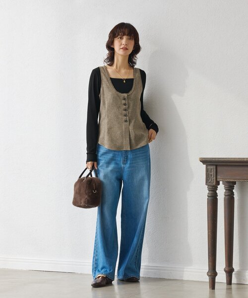 RIVE DROITE(リヴドロワ)の「【シーズンムード抜群】フェイクファーミニボストン(ボストンバッグ・レディース・ダークブラウン/グレイッシュベージュ・FREE)」の10枚目の写真