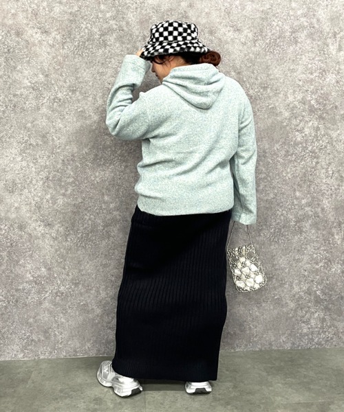 GEVS.（ジェイヴィス）の「ミックスヤーンフーディニット＜大きいサイズ有＞GEVS.（ニット/セーター・レディース・グレー系/アイボリー系/ブルーグリーン・L/M/5L/4L/3L/LL）」の6枚目の写真