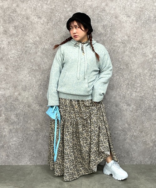 GEVS.（ジェイヴィス）の「ミックスヤーンフーディニット＜大きいサイズ有＞GEVS.（ニット/セーター・レディース・グレー系/アイボリー系/ブルーグリーン・L/M/5L/4L/3L/LL）」の7枚目の写真