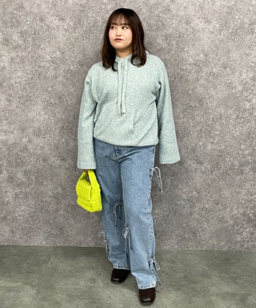 GEVS.（ジェイヴィス）の「ミックスヤーンフーディニット＜大きいサイズ有＞GEVS.（ニット/セーター・レディース・グレー系/アイボリー系/ブルーグリーン・L/M/5L/4L/3L/LL）」の18枚目の写真