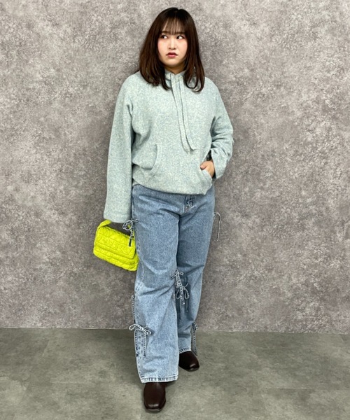 GEVS.（ジェイヴィス）の「ミックスヤーンフーディニット＜大きいサイズ有＞GEVS.（ニット/セーター・レディース・グレー系/アイボリー系/ブルーグリーン・L/M/5L/4L/3L/LL）」の19枚目の写真