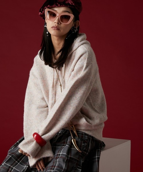 GEVS.（ジェイヴィス）の「ミックスヤーンフーディニット＜大きいサイズ有＞GEVS.（ニット/セーター・レディース・グレー系/アイボリー系/ブルーグリーン・L/M/5L/4L/3L/LL）」の22枚目の写真