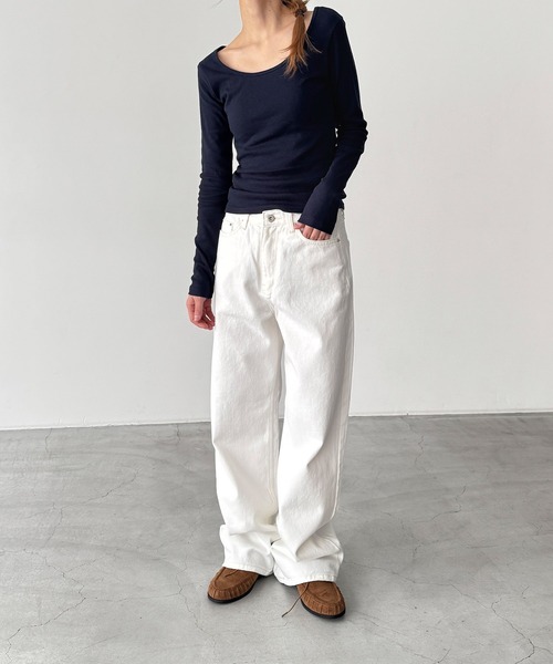 CANAL JEAN(キャナルジーン)の「El mar コットンラウンドネックロンT(Tシャツ/カットソー・レディース・ダークグレー/ホワイト/ネイビー/チャコールグレー/ダークネイビー/アッシュ・ONE SIZE)」の15枚目の写真