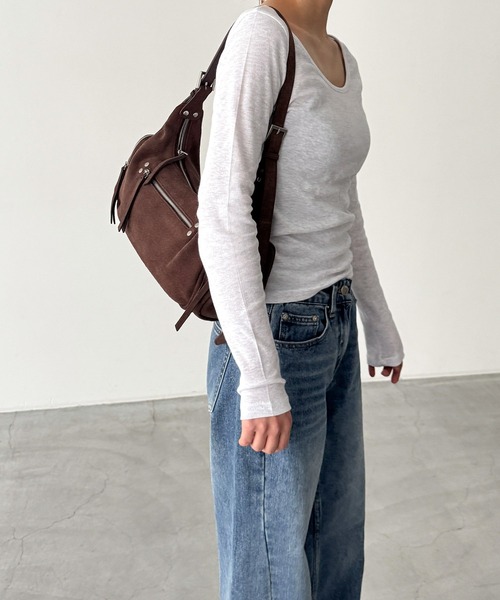 CANAL JEAN(キャナルジーン)の「El mar コットンラウンドネックロンT(Tシャツ/カットソー・レディース・ダークグレー/ホワイト/ネイビー/チャコールグレー/ダークネイビー/アッシュ・ONE SIZE)」の11枚目の写真