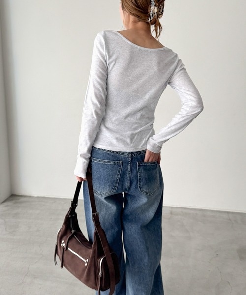 CANAL JEAN(キャナルジーン)の「El mar コットンラウンドネックロンT(Tシャツ/カットソー・レディース・ダークグレー/ホワイト/ネイビー/チャコールグレー/ダークネイビー/アッシュ・ONE SIZE)」の12枚目の写真