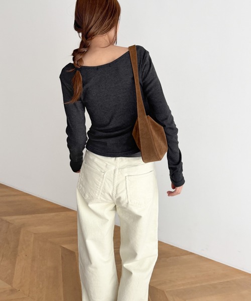 CANAL JEAN(キャナルジーン)の「El mar コットンラウンドネックロンT(Tシャツ/カットソー・レディース・ダークグレー/ホワイト/ネイビー/チャコールグレー/ダークネイビー/アッシュ・ONE SIZE)」の9枚目の写真