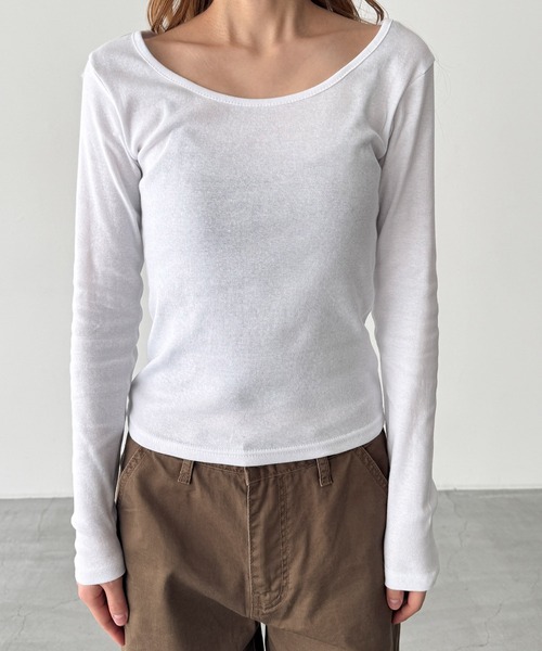 CANAL JEAN(キャナルジーン)の「El mar コットンラウンドネックロンT(Tシャツ/カットソー・レディース・ダークグレー/ホワイト/ネイビー/チャコールグレー/ダークネイビー/アッシュ・ONE SIZE)」の16枚目の写真