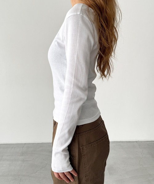 CANAL JEAN(キャナルジーン)の「El mar コットンラウンドネックロンT(Tシャツ/カットソー・レディース・ダークグレー/ホワイト/ネイビー/チャコールグレー/ダークネイビー/アッシュ・ONE SIZE)」の17枚目の写真