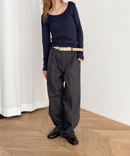 CANAL JEAN(キャナルジーン)の「El mar コットンラウンドネックロンT(Tシャツ/カットソー・レディース・ダークグレー/ホワイト/ネイビー/チャコールグレー/ダークネイビー/アッシュ・ONE SIZE)」の22枚目の写真