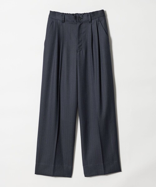 conte＞ストライプ ヘリンボーン タック ワイドパンツ（スラックス