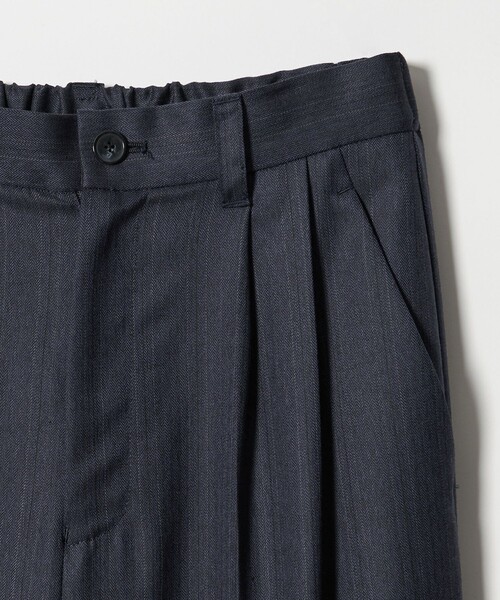 conte＞ストライプ ヘリンボーン タック ワイドパンツ（スラックス