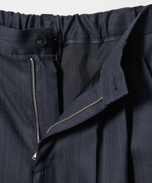 conte＞ストライプ ヘリンボーン タック ワイドパンツ